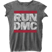Run DMC DMC Logo Burnout Charcoal Grey M Ženske Majica