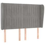 Vidaxl Vzglavje z ušesi svetlo sivo 147x23x118/128 cm žamet