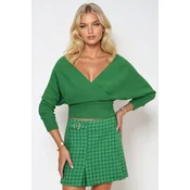 Trend Alacati Stili Ženska bluza dugih rukava ALC-019-053-BLZ, V-izrez, Zelena