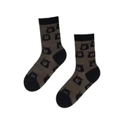 Sokisahtel Nogavice BEAR WOOL merino wool socks with bears temno rjava