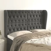Vidaxl vidaXL Vzglavje s krilci temno sivo 147x23x118/128 cm žamet