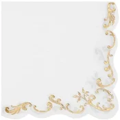 Beli prtički z zlatim ornamentom, obhajilo, krst, rojstni dan, poroka, 33x33cm, 12 kosov