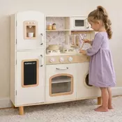 Kinder home decija drvena kuhinja – vintage stil sa elektronskim plocama za kuvanje, svetlima, zvucima i funkcionalnim dodacima ( V10C790F