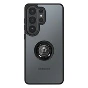 AVIZAR Ovitek za Galaxy S26 Ultra – vrtljivi magnetni obroč, mat zaključna obdelava, Prozorna črna, (5000274737)