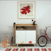 Hanah home Cipelarnik 100x102x35cm Hrast-Beli