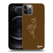 Crna silikonska maskica za Apple iPhone 12 Pro - Brown flowers