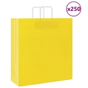 Vidaxl Papirnate vrečke 250 kosov z ročaji rumena 45x17x48 cm