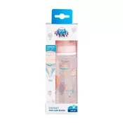 Canpol baby flašica 240ml široki vrat, pp - easy start- clouds - pink