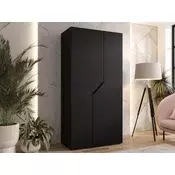 Garderobna omara Hartford 594 (Črna) Črna, 202x100x52cm, Vrata omareVrata omare: S tečaji