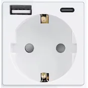 ELEKTRO SMART ELEKTRO SMART modul za jednostruku EU uticnicu tip F + punjac USB tip A i USB tip C 20W, bijeli ES-86-1F&AC2.4-20W-WT
