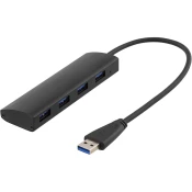 DELTACO USB 3.1 Gen 1 hub, 4xUSB-A ženski, aluminij, crna