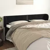 Uzglavlje s ušima crno 163x23x78/88 cm baršunasto
