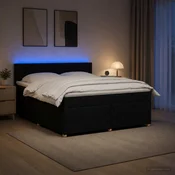 vidaXL Postelja boxspring z vzmetnico Črna 160 x 200 cm Blago
