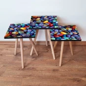Hanah Home Set klub stočića 3Shp374, 3 komada, Boja peska