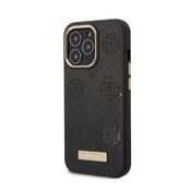 Guess Etui Guess Peony Logo Plate MagSafe za iPhone 13 Pro/iPhone 13 - črno
