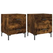 Vidaxl Nočna omarica 2 kosa dimljen hrast 40x35x47,5 cm inženirski les