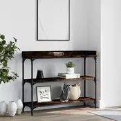Konzolni stol s policama boja dimljenog hrasta 100 x 30 x 80 cm