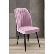 Hanah Home set trpezarijskih stolica Platinum 6 kom, roze tkanina Jerry, crne metalne noge
