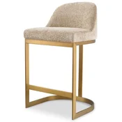 Casa Padrino luxury bar chair sand/brass 53 x 48 x H. 91 cm - Upholstered stainless steel bar stool - Bar furniture - Luxury furniture - Luxury quality