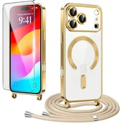 Overboard Komplet ovitkov za iPhone 17 Pro, Electro MagSafe, zlat + vrvica za vstavljanje + zaščita za zaslon