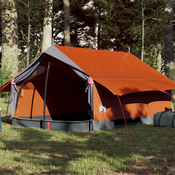 vidaXL Šator za 2 osobe sivo-narancasti od tkanine vodootporan