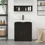 vidaXL Kabinet za umivalnik v kopalnici TULUM Črna 60 x 34 x 63 cm