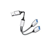 INF USB v dvojni USB adapter - aluminij 2-port USB 2.0 brez gonilnikov Silver, (5000276939)