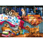 Sunsout - Puzzle Tom Wood - Quilting Room Mischief - 1 000 kosov