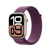 Apple Watch Series 10 GPS 46mm Rose Gold aluminium case with Plum sport loop