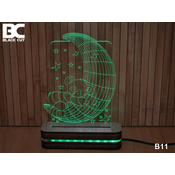 Black Cut 3D Lampa sa 9 razlicitih boja i daljinskim upravljacem - Mesec i meda ( B11 )