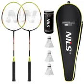 Northix Komplet za badminton - 2 loparja, 3 žogice, pokrov