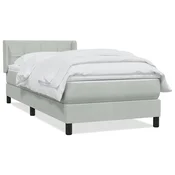 Vidaxl Box spring postelja z vzmetnico svetlo siv 90x220 cm žamet