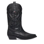 Kavbojski škornji Tommy Jeans Archive Cowboy Boot Leather EN0EN03046 Črna