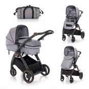 LORELLI otroški voziček ADRIA (2v1) + prevleka + torba, grey
