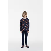 Boys pyjamas Witalis, long sleeves, long legs - print/navy blue
