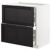 METOD / MAXIMERA Pod.elem.grej.ploca/2front/2fiok, bela/Lerhyttan crno bajcovano, 80x60 cm