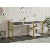 Hanah home Radni sto 150x75,8x58,4cm Belo-Zlatni