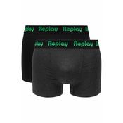 Replay Bokser spodnjice Boxer Style 5 Jacquard Logo 2Pcs Box - Black/D G Mel/Gre S