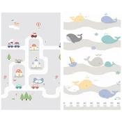 PLAYTIME sklopiva dvostrana podloga Grad + Kitovi 120x180x1 cm