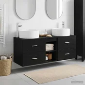 vidaXL Komplet pohištva za kopalnico 3 kos Črna 49,5 x 44,5 x 65,5 cm