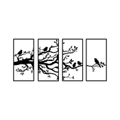 Wallity Zidna dekoracija Tree Branch And Birds 269.34x70cm, 4 komada, Crna
