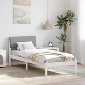 Okvir kreveta s uzglavljem Bijela i svijetlosiva 75 x 190 cm