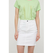 Traper suknja Armani Exchange boja: bijela, mini, ravna