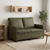 Vidaxl Dvosedenjski kavč Vojaška zelena 130 x 81 x 82 cm Umetni velur