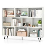 Costway Knjižna omara s 10 kockami 140 cm bela