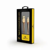 GEMBIRD CCB-MUSB2B-AMBM-6-G bombažno pleten Micro-USB kabel s kovinskimi konektorji, 1,8 m, zlate barve, (5000136469)