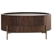 Casa Padrino luxury coffee table dark brown A� 90 x H. 40 cm - Round living room table with drawer - Living room furniture - Solid wood furniture - Luxury furniture - Luxury Quality