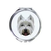 Zahodnovišavski beli terier, westie - ogledalo s fotografijo in geometrijskim napisom
