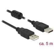 DELOCK Delock USB kabel USB 2.0 USB-A vtič\, USB-A vtič 5.00 m črna s feritnim jedrom 84893, (20415714)
