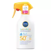 NIVEA SUN Babies & Kids otroško pršilo za sončenje za občutljivo kožo SPF 50+ 250 ml